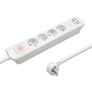 Qoltec 50282 ochrona przeciwprzepięciowa Biały 4 x gniazdo sieciowe 230 V 1,8 m