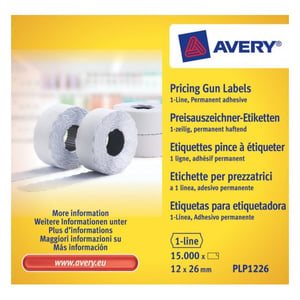 Avery PLP1226 selbstklebende Etiketten Preisschild Permanent Weiß 15.000 Stück