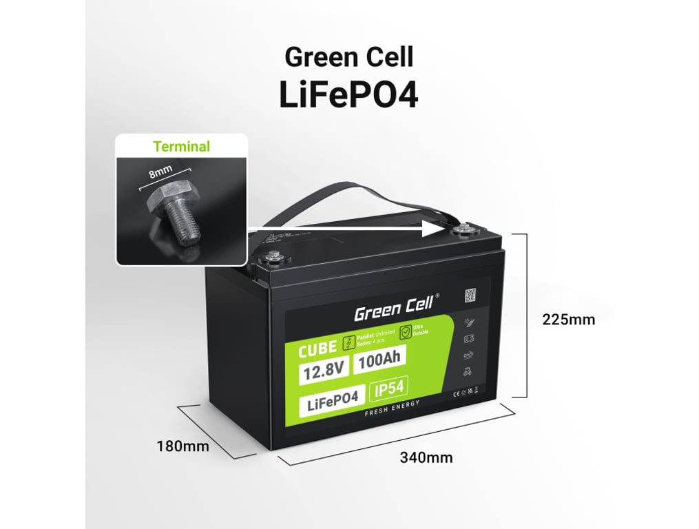 Green Cell CUBE Akumulator LiFePO4 100Ah 12.8V 1280Wh LFPGC12V100AH