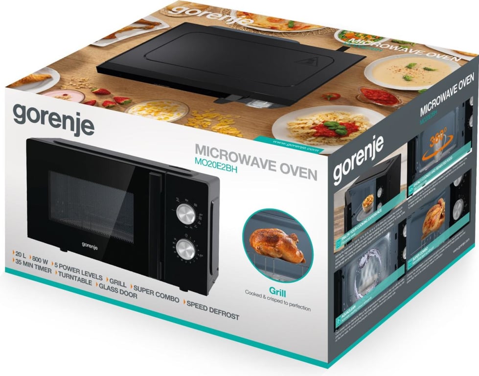 Gorenje MO20E2BH Czarny Mikrofalówka grill Blat 20 l 800 W