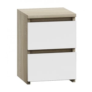 Topeshop M2 SONOMA MIX stół/ stolik nocny Szafka nocna 2 szuf. Dąb, Biały