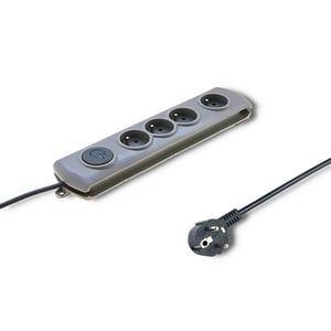 Qoltec 50164 ochrona przeciwprzepięciowa Szary 4 x gniazdo sieciowe 230 V 2,5 m