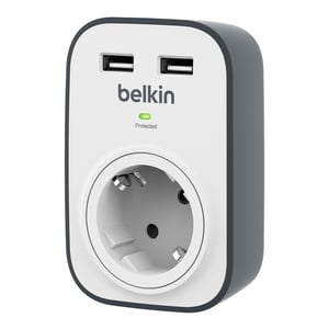Belkin SurgeCube Black, White 1 x power outlet 0 m