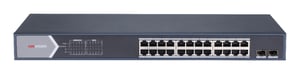Hikvision DS-3E1526P-SI Managed L2 Gigabit-Ethernet-Netzwerk-Switch (10/100/1000) mit PoE-Unterstützung, schwarz