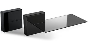 Meliconi 480521 BA Regal Modulares Regal Zur Wandmontage Acrylnitril-Butadien-Styrol-Copolymer (ABS), gehärtetes Glas Schwarz