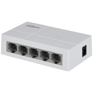 Dahua Technology PoE DH-SF1005L nätverksswitch, icke-hanterbar, Fast Ethernet (10/100), stöd för PoE, skrivbordsmodell, ljusgrå