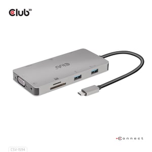 CLUB3D CSV-1594 USB 3.2 Gen 1 (3.1 Gen 1) Type-C-Dockingstation, Schwarz, Grau