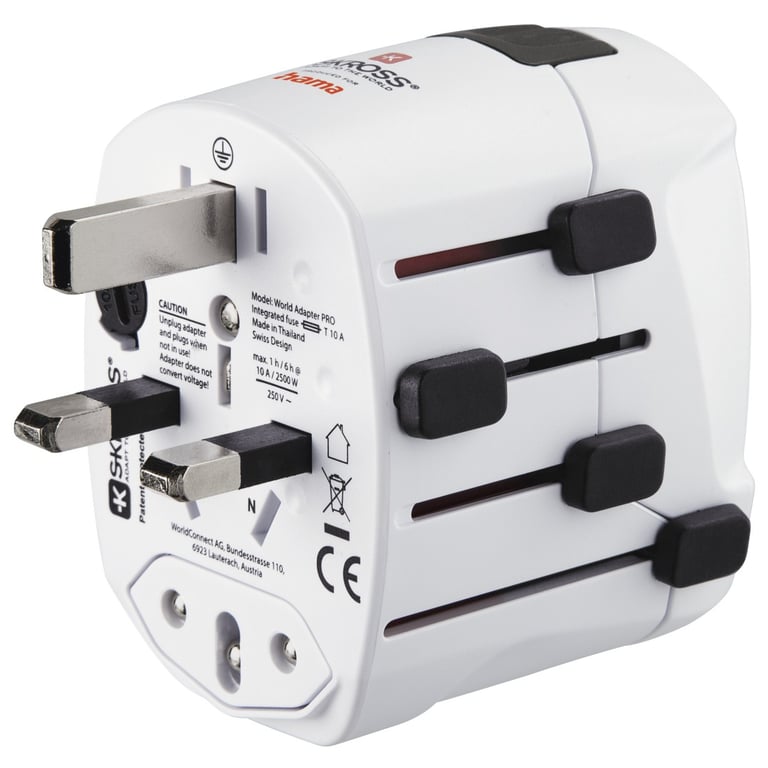 Hama World Travel Pro adapter wtyczek zasilających Uniwersalne Biały