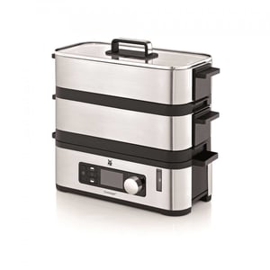 WMF KITCHENminis 0415090011 Dampfkochtopf mit 2 Körben. Arbeitsplatte 900 W, schwarz, Edelstahl