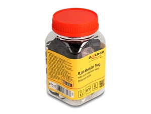 DeLOCK Wtyczka modułowa RJ45 z odgiętką, Cat.8.1 i nasadki przeciwzagięciowe, zestaw 25 sztuk
