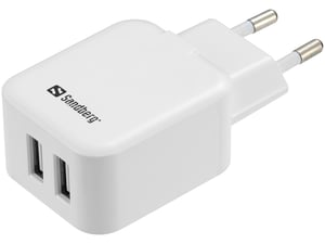 Sandberg AC-laddare med dubbla USB-portar 2,4+1 A EU