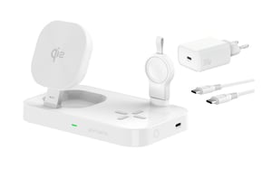 4smarts 541368 ładowarka do urządzeń przenośnych Słuchawki, Smartfon, Smartwatch Biały Prąd przemienny Bezprzewodowe ładowanie Szybkie ładowanie Wewnętrzna