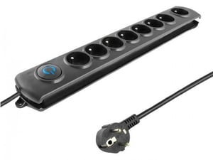 Qoltec 50113 ochrona przeciwprzepięciowa Czarny 8 x gniazdo sieciowe 230 V 1,8 m