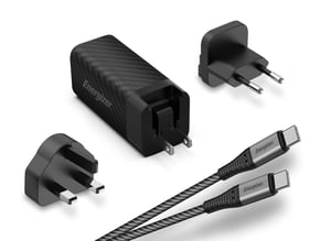 Energizer A65MUC Portable Device Charger, Universal, Black, AC, Indoor