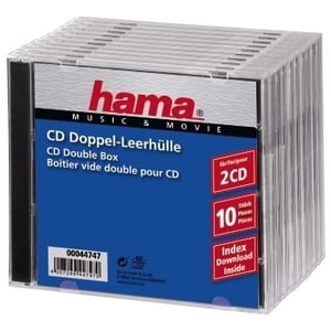 Hama CD Double Jewel Case Standard, 10-pack, 2 skivor, genomskinligt