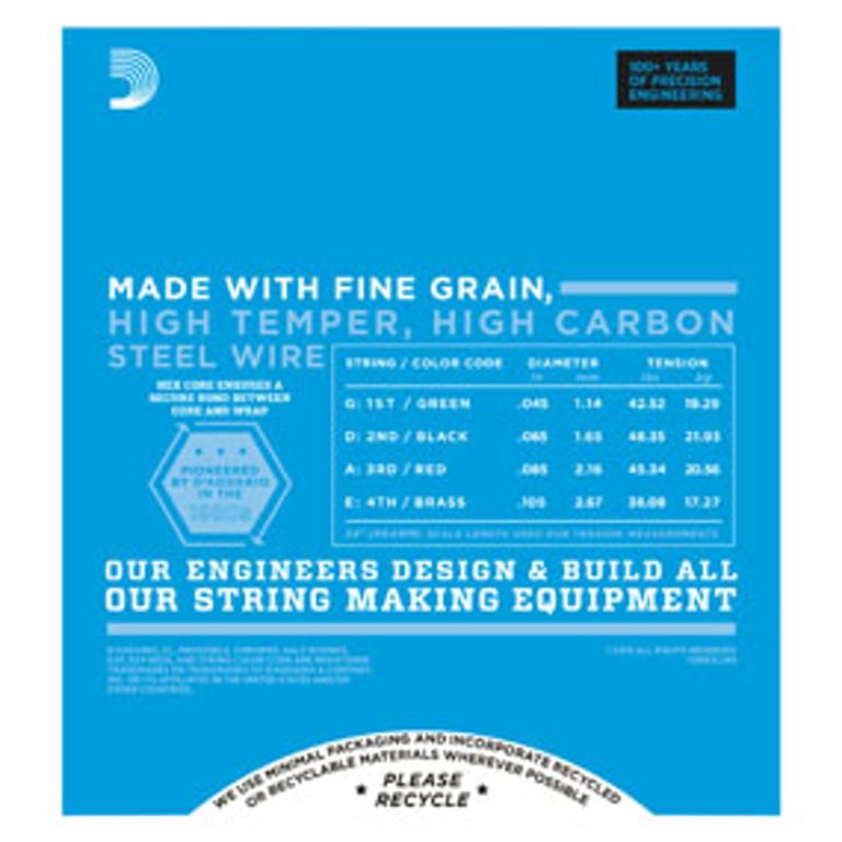 D'Addario EXL165 struna instrumentu muzycznego Bas 4 szt. Stal Gitara