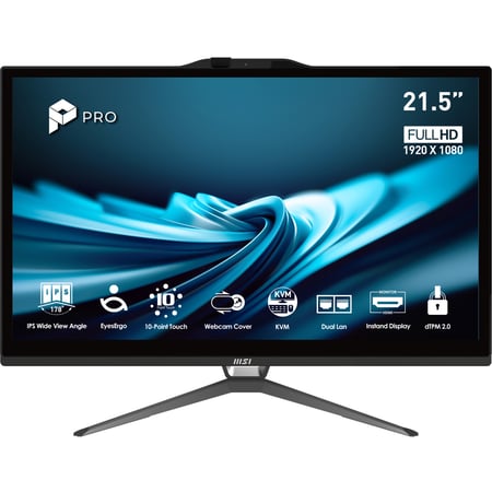 MSI Pro AP222T 14MA-613EU Intel® Core™ i3 i3-14100 54,6 cm (21.5") 1920 x 1080 px Ekran dotykowy All-in-One PC 8 GB DDR4-SDRAM 512 GB SSD Windows 11 Home Wi-Fi 5 (802.11ac) Czarny