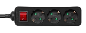 Deltaco GT-0362 5 m Power Strip with 3 Outlets, Indoor, Black