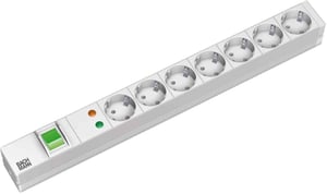 Bachmann 7x Schuko, 2 m grenuttag med 7 nätuttag, grå