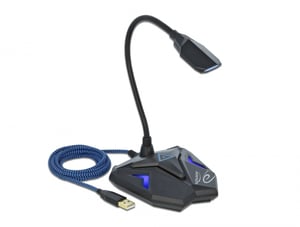 DeLOCK Desktop USB Gaming Microphone with Gooseneck Arm and Mute Button