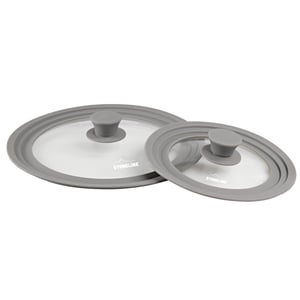 STONELINE Universal Glass Lid Set, Round, Gray, Clear