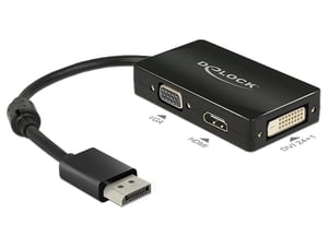 DeLOCK 0.16m DisplayPort/VGA+HDMI+DVI 0.16 m VGA (D-Sub) + HDMI + DVI Black