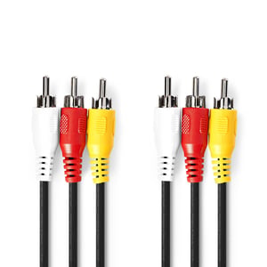 Nedis CVGP24300BK 2 m composite cable, 3 x RCA (Red, White, Yellow)