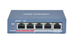 Hikvision DS-3E0105P-E(B) Unmanaged L2 Fast Ethernet (10/100) Netzwerk-Switch mit PoE-Unterstützung Grau