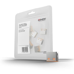 Lindy 40463 Port Blocker USB Type-A Port Blocker Orange Acrylonitrile Butadiene Styrene (ABS) Copolymer 10 pcs.