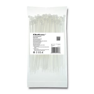Qoltec 52197 kabelband Kabelband för stege Nylon Vitt 100 st.