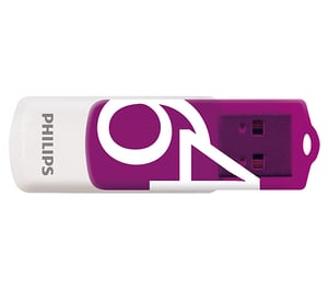 Philips FM64FD05B 64 GB USB Flash Drive, USB Type-A 2.0, Purple, White