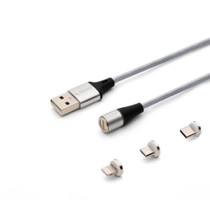 Savio CL-153 USB-Kabel USB 2.0 1 m USB-A USB-C/Micro-USB-B/Lightning Silber
