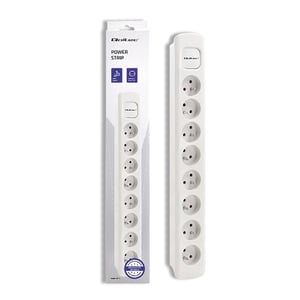 Qoltec 50280 1.8 m Power Strip, 8 Outlets, Indoor, White
