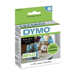 DYMO LW kleine Universaletiketten | 25 mm x 25 mm | Rolle mit 750 leicht ablösbaren Etiketten | selbstklebend | für LabelWriter-Etikettendrucker | Original