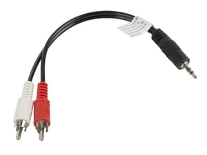 Lanberg CA-MJRC-10CC-0002-BK ljudkabel 0,2 m 3,5 mm 2 x RCA Svart, Röd, Vit