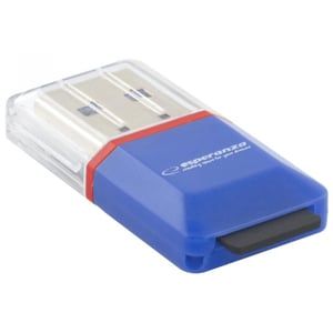 Esperanza EA134B USB 2.0 Card Reader: Blue, Silver, Transparent