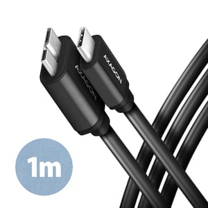 Axagon BUMM3-CM10AB USB-Kabel USB 3.2 Gen 1 (3.1 Gen 1) 1 m Micro-USB B – USB-C Schwarz