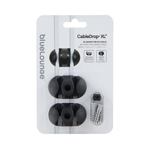 Bluelounge CableDrop XL2 Safety Anchor, Black, 3-pack