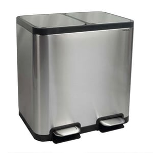 MAUL 9502294 Rectangular Trash Can, Stainless Steel, Black, Silver