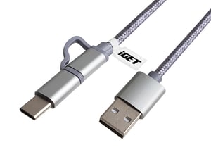 iGET G2V1 kabel USB 1 m USB A USB C/Micro-USB A Metaliczny, Srebrny