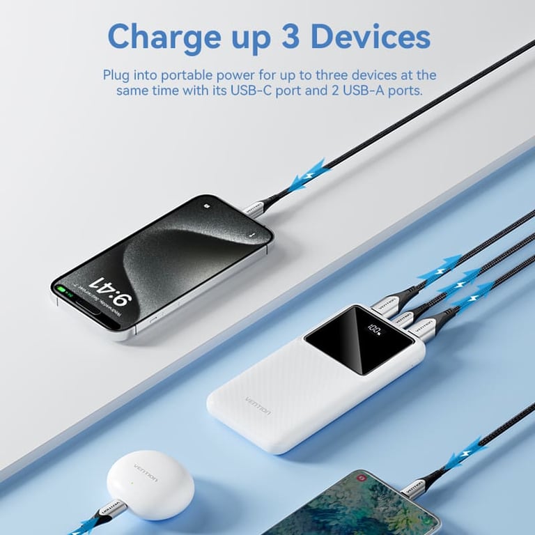 фото Зовнішній акумулятор (павербанк) Vention 10000mAh 22.5W White (FHKW0)