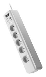 APC PM5-FR Surge Protector, White, 5 x 230 V AC Outlets, 1.83 m
