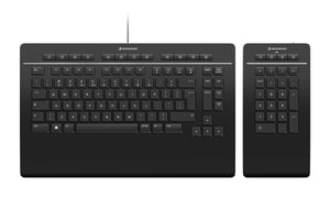 3Dconnexion Keyboard Pro mit Ziffernblock – Büro-Tastatur, USB + RF Wireless + Bluetooth, AZERTY (französisch), schwarz