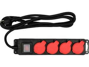 Yato YT-81241 grenuttag 3 m 4 x nätuttag Inomhus/Utomhus Svart, Röd