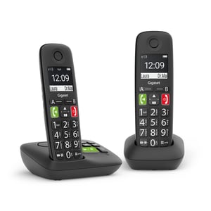 Gigaset E290A Duo Telefon analogowy/DECT Nazwa i identyfikacja dzwoniącego Czarny