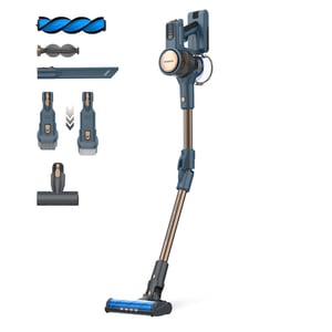 Taurus HOMELAND DIGITAL ANIMAL FLEX 2-in-1 Upright Vacuum Cleaner, Battery-Powered, Dry, Bagless, Black, Blue, Gold, 2.5 Ah