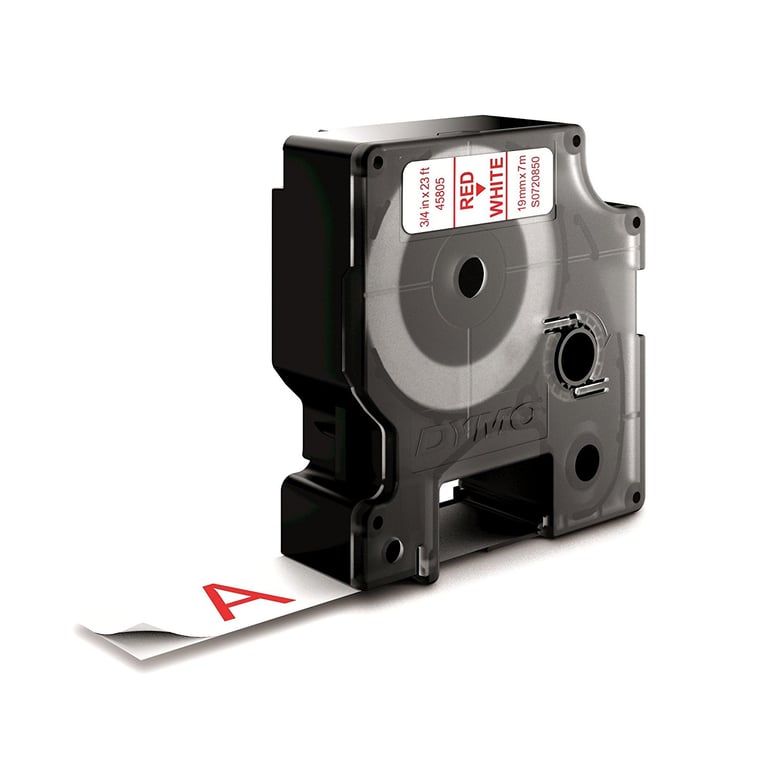 DYMO D1 - Standard Etykiety - Czerwony na białym - 19mm x 7m