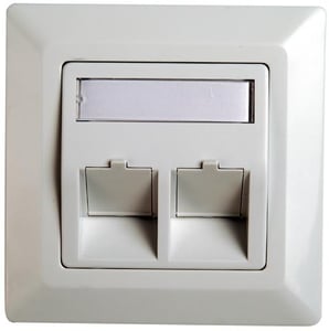 Telegärtner Frame for RJ45 adapter Cat.5e, 45° outlet, double, 80x80 mm, alpine white