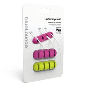 Bluelounge CableDrop Multi Desk Cable Holder, Green, Pink