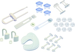 Olympia 98535 Sicherheitsschloss Kindersicherungsset, transparent, weiß, 28 Stück.